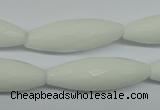 CPB359 15 inches 10*30mm faceted rice white porcelain beads wholesale