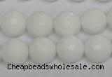 CPB36 15.5 inches 14mm faceted round white porcelain beads wholesale