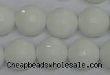 CPB37 15.5 inches 16mm faceted round white porcelain beads wholesale