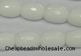 CPB42 15.5 inches 12*16mm faceted drum white porcelain beads