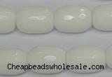 CPB43 15.5 inches 13*18mm faceted drum white porcelain beads