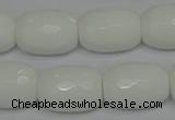 CPB44 15.5 inches 15*20mm faceted drum white porcelain beads