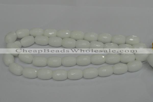 CPB44 15.5 inches 15*20mm faceted drum white porcelain beads