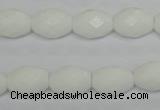 CPB46 15.5 inches 10*14mm faceted rice white porcelain beads