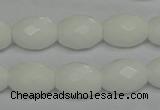 CPB47 15.5 inches 12*16mm faceted rice white porcelain beads