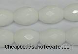 CPB48 15.5 inches 13*18mm faceted rice white porcelain beads