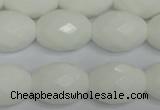 CPB49 15.5 inches 15*20mm faceted rice white porcelain beads