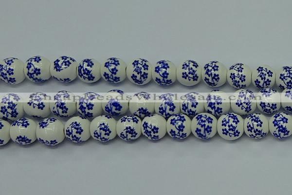 CPB503 15.5 inches 10mm round Painted porcelain beads