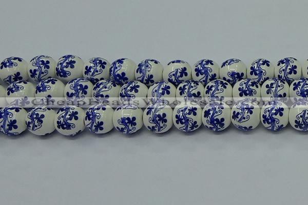 CPB511 15.5 inches 6mm round Painted porcelain beads