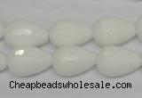 CPB52 15.5 inches 12*16mm faceted teardrop white porcelain beads