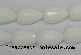 CPB53 15.5 inches 13*18mm faceted teardrop white porcelain beads