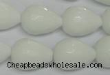 CPB54 15.5 inches 15*20mm faceted teardrop white porcelain beads