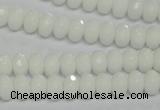 CPB58 15.5 inches 5*8mm faceted rondelle white porcelain beads