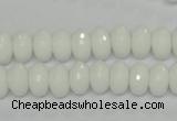 CPB59 15.5 inches 6*10mm faceted rondelle white porcelain beads