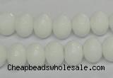 CPB60 15.5 inches 8*12mm faceted rondelle white porcelain beads