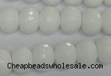 CPB61 15.5 inches 10*14mm faceted rondelle white porcelain beads