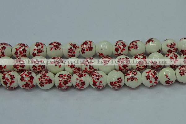 CPB613 15.5 inches 10mm round Painted porcelain beads