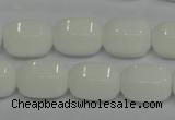 CPB66 15.5 inches 12*16mm drum white porcelain beads wholesale