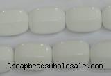 CPB67 15.5 inches 13*18mm drum white porcelain beads wholesale