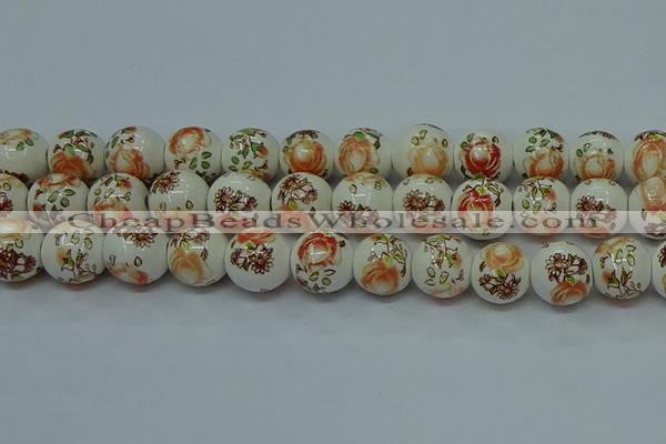 CPB671 15.5 inches 6mm round Painted porcelain beads