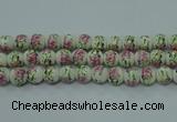 CPB681 15.5 inches 6mm round Painted porcelain beads