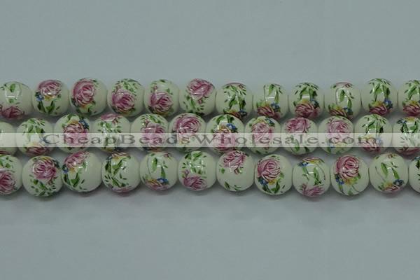 CPB681 15.5 inches 6mm round Painted porcelain beads