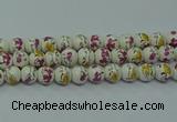 CPB691 15.5 inches 6mm round Painted porcelain beads