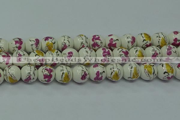 CPB692 15.5 inches 8mm round Painted porcelain beads