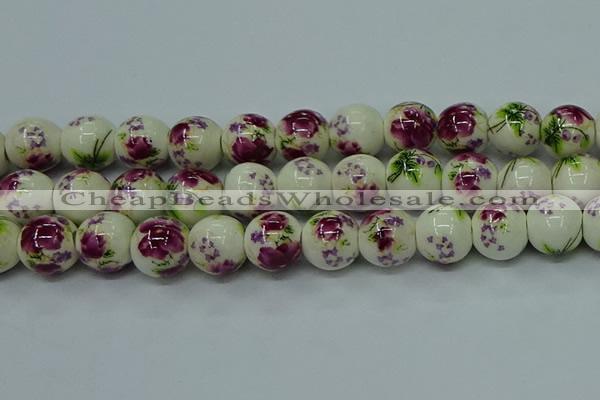 CPB702 15.5 inches 8mm round Painted porcelain beads