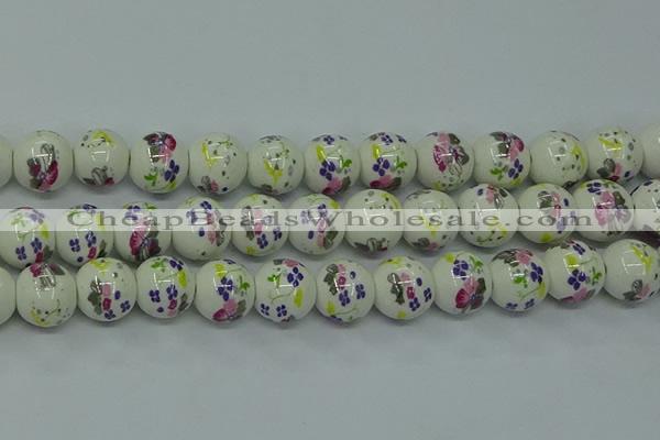 CPB772 15.5 inches 8mm round Painted porcelain beads