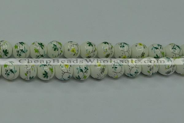 CPB781 15.5 inches 6mm round Painted porcelain beads