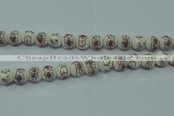 CPB791 15.5 inches 6mm round Painted porcelain beads