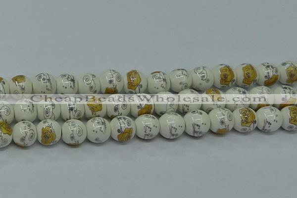 CPB802 15.5 inches 8mm round Painted porcelain beads