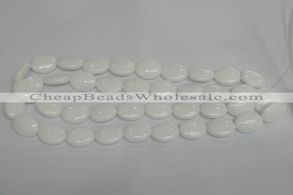 CPB88 15.5 inches 15*20mm oval white porcelain beads wholesale