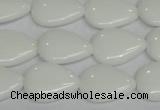 CPB91 15.5 inches 15*20mm flat teardrop white porcelain beads wholesale