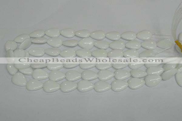 CPB91 15.5 inches 15*20mm flat teardrop white porcelain beads wholesale