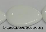 CPB94 15.5 inches 30*40mm flat teardrop white porcelain beads wholesale