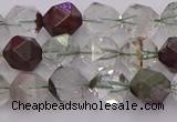 CPC16 15.5 inches 8mm faceted nuggets green phantom quartz beads