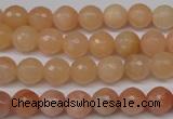 CPE12 15.5 inches 8mm faceted round peach stone beads wholesale