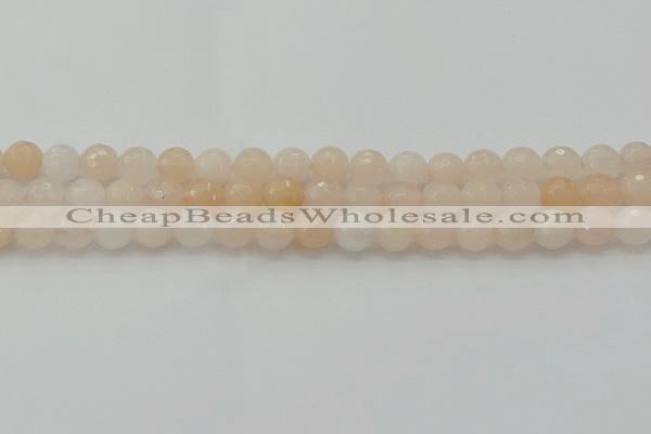 CPI211 15.5 inches 6mm faceted round pink aventurine jade beads