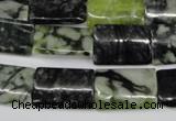 CPJ238 15.5 inches 13*20mm flat tube green picasso jasper beads