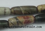 CPJ25 15.5 inches 10*30mm cylinder picasso jasper beads wholesale