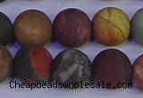 CPJ505 15.5 inches 14mm round matte picasso jasper beads wholesale