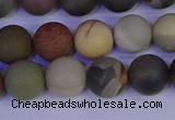 CPJ513 15.5 inches 10mm round matte polychrome jasper beads wholeasle