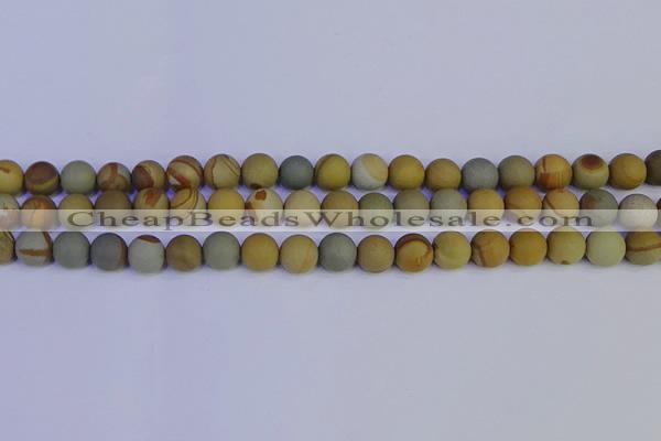 CPJ523 15.5 inches 10mm round matte wildhorse picture jasper beads