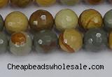 CPJ542 15.5 inches 8mm faceted round wildhorse picture jasper beads