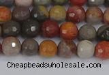 CPJ547 15.5 inches 6mm faceted round polychrome jasper beads