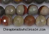 CPJ548 15.5 inches 8mm faceted round polychrome jasper beads