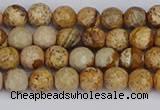 CPJ555 15.5 inches 4mm faceted round picture jasper beads