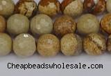 CPJ557 15.5 inches 8mm faceted round picture jasper beads